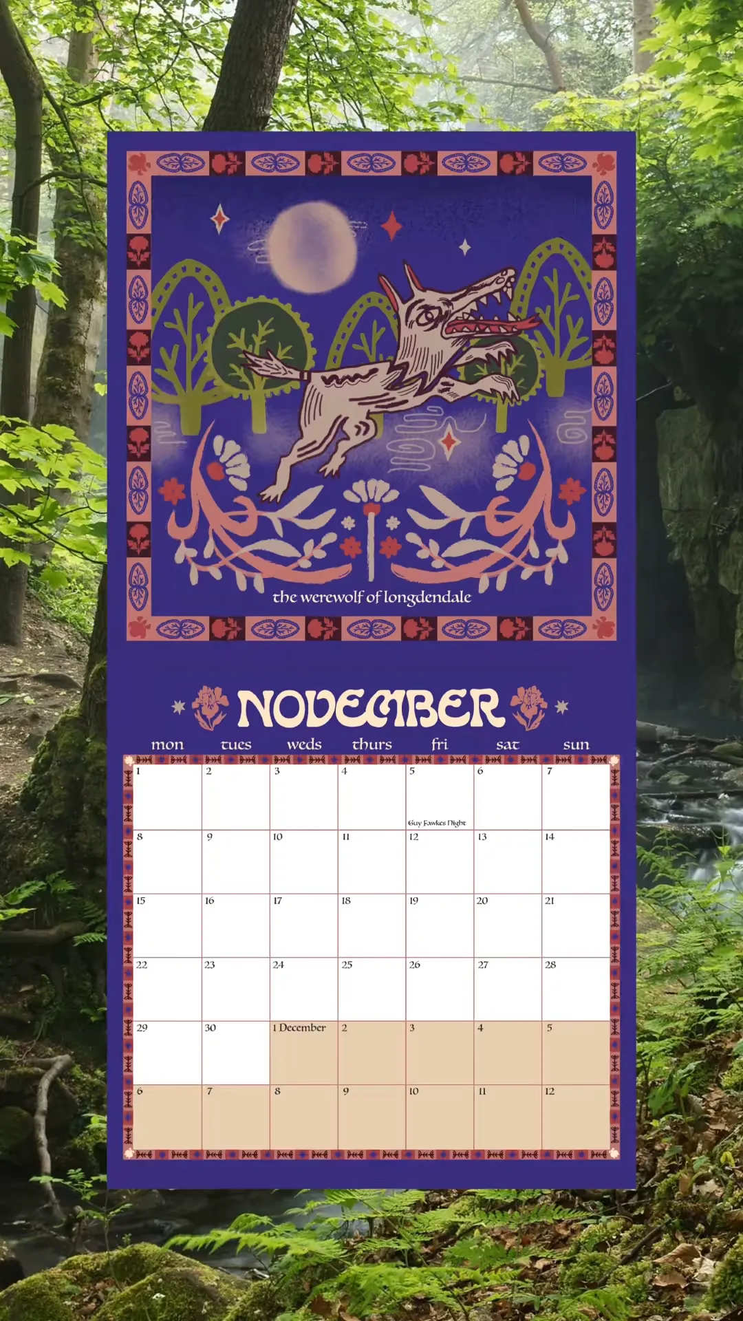 December folklore calendar page