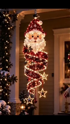 Animated demonstration of the glowing Santa Spiral hanging light