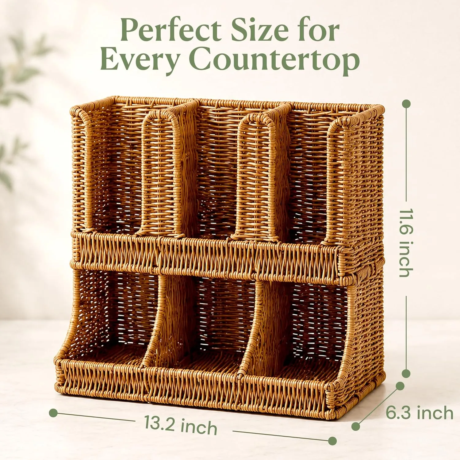 Organizer dimensions shown in inches