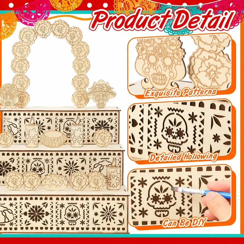 Traditional Day of the Dead altar decorative details