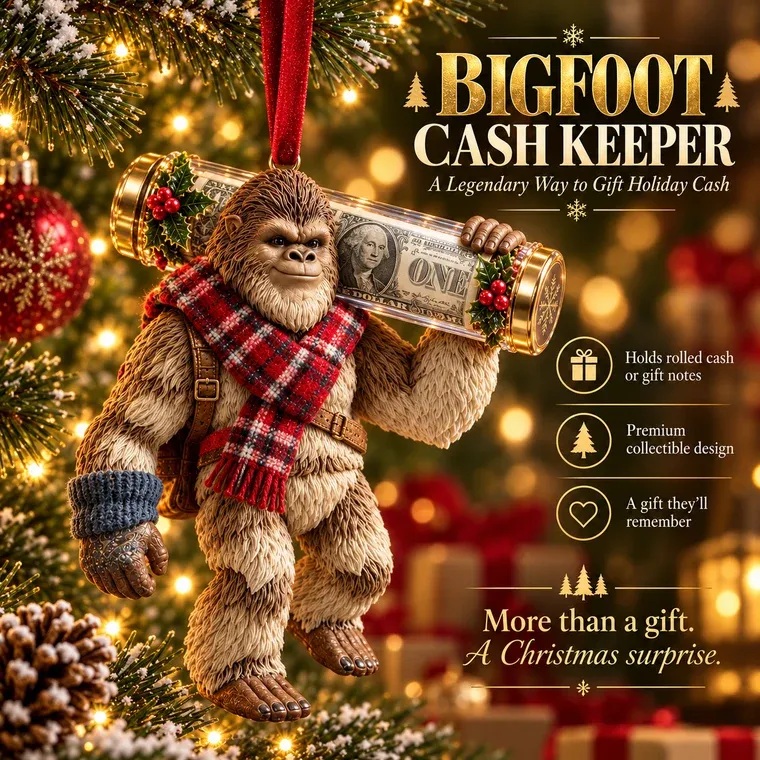 🧣 Plaid Shoulder Hauler Bigfoot Cash Keeper ornament