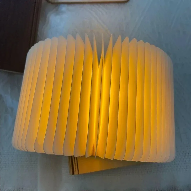 Close view of the glowing pleated pages