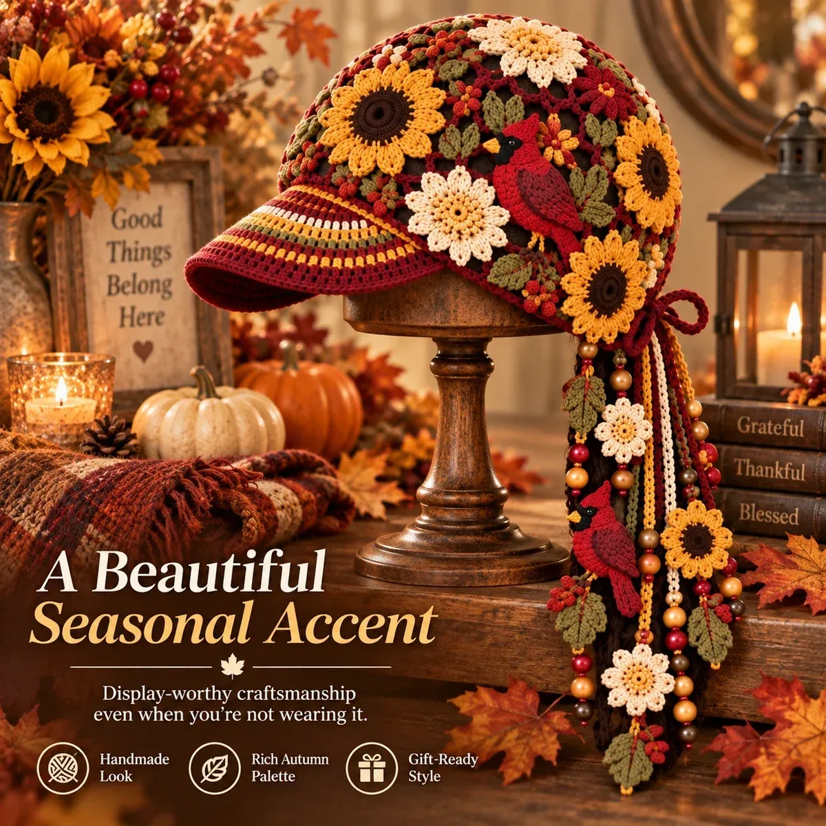 Autumn Bloom Cap arranged as a decorative seasonal accent