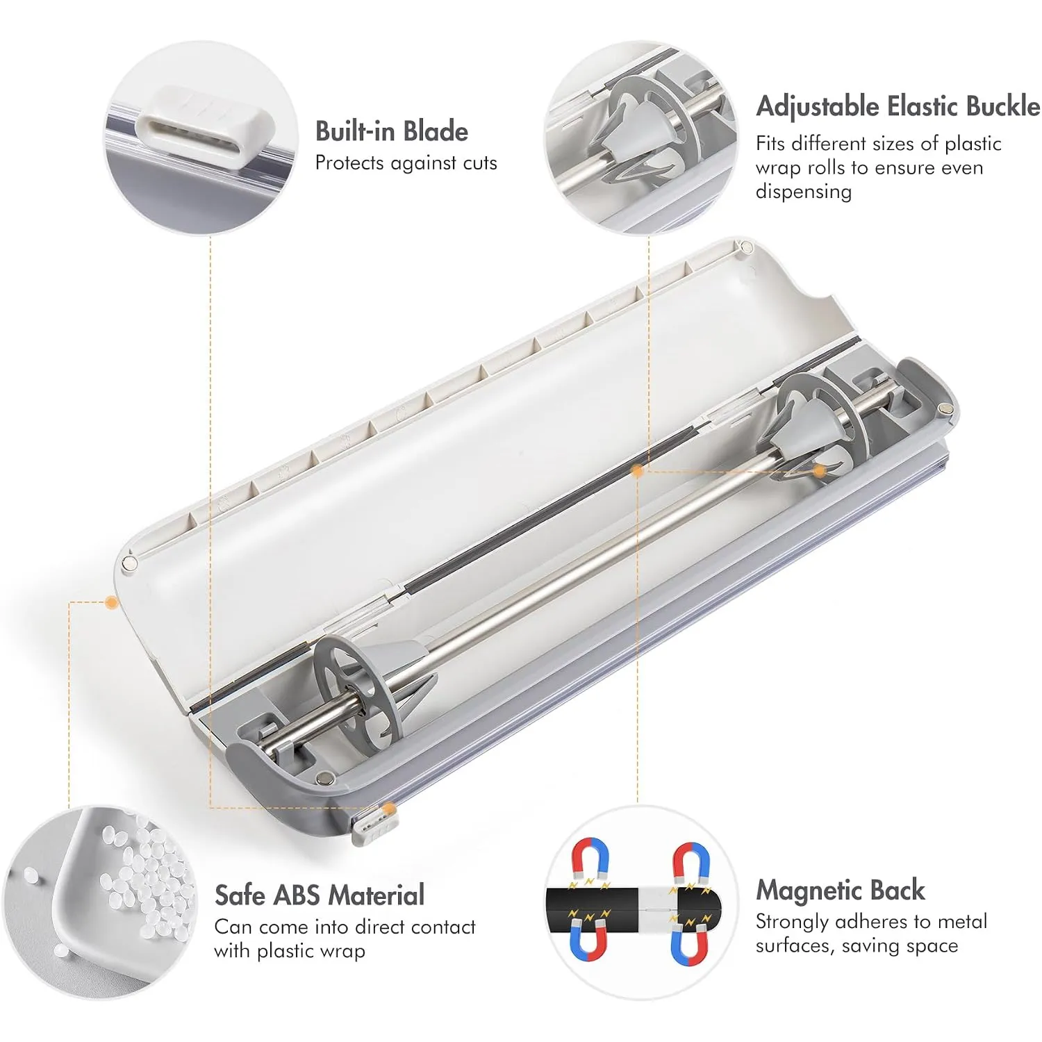 Wrap cutter slider and adjustable roll supports