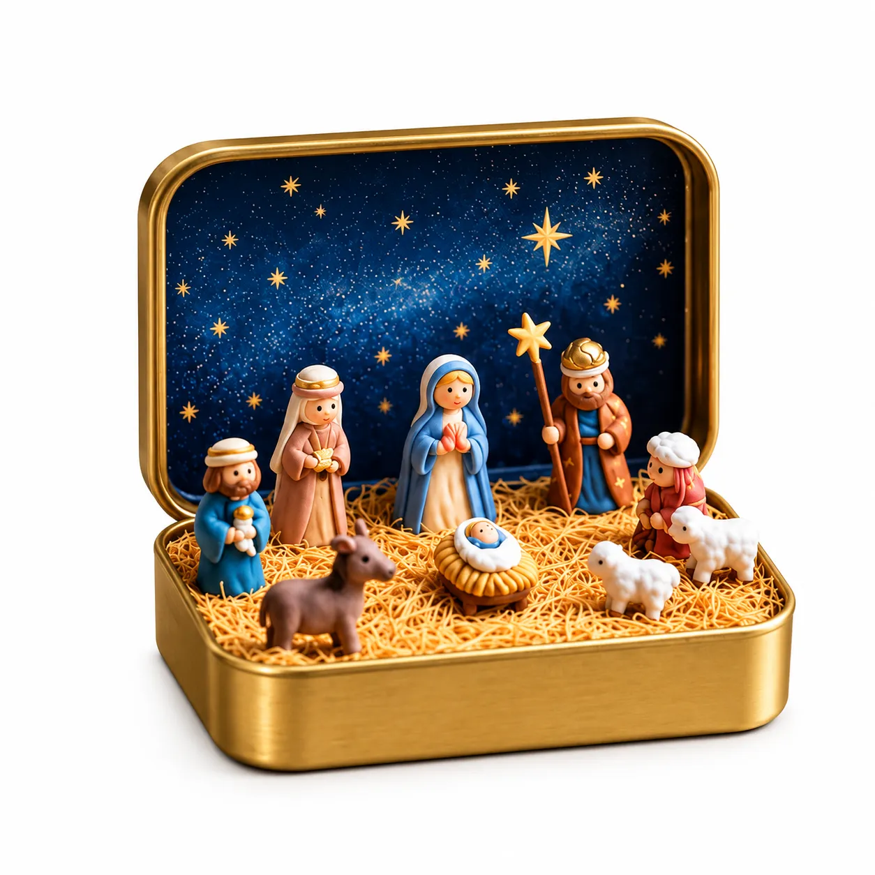 Classic Nativity Scene option displayed in its open storage box