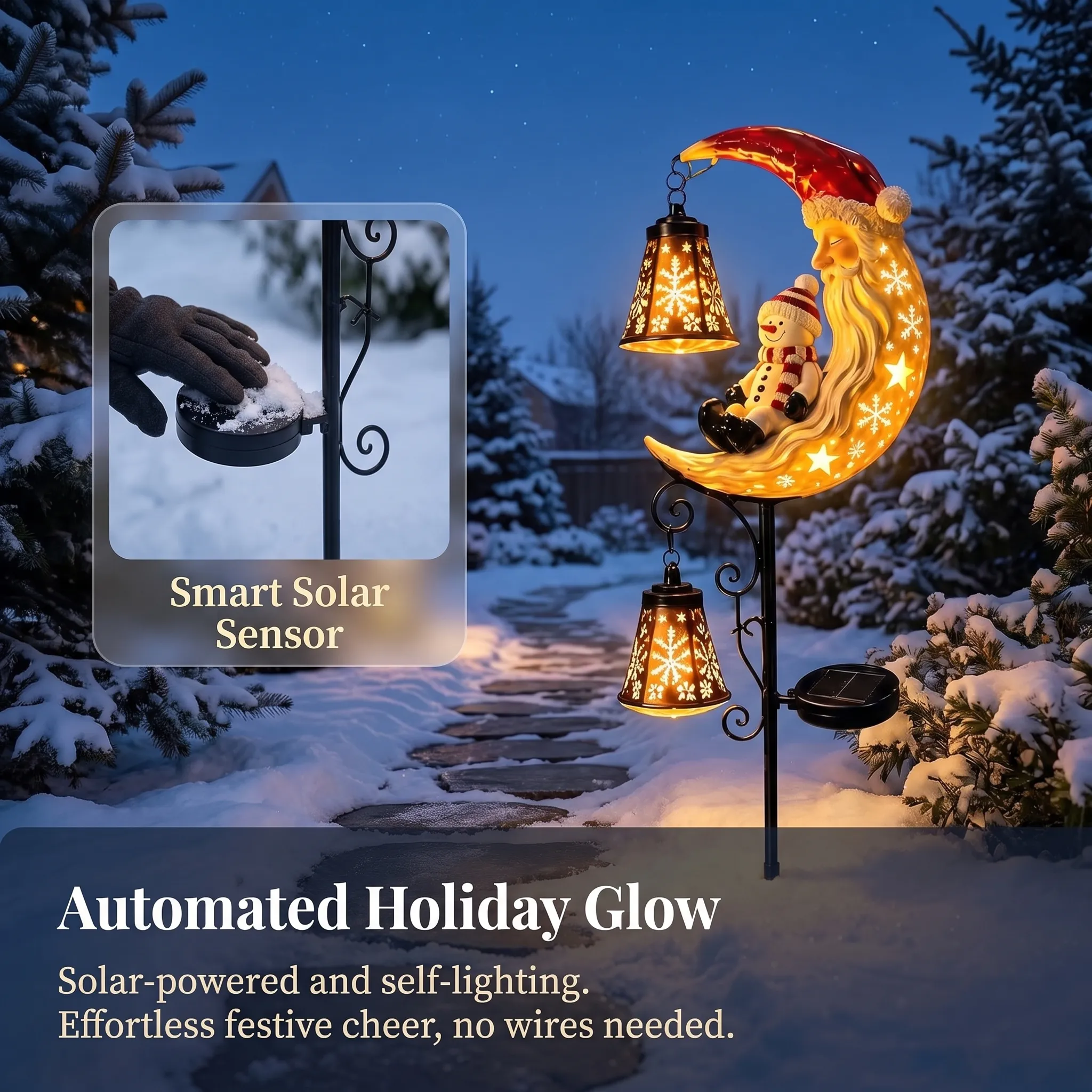 Smart solar sensor Christmas garden lamp