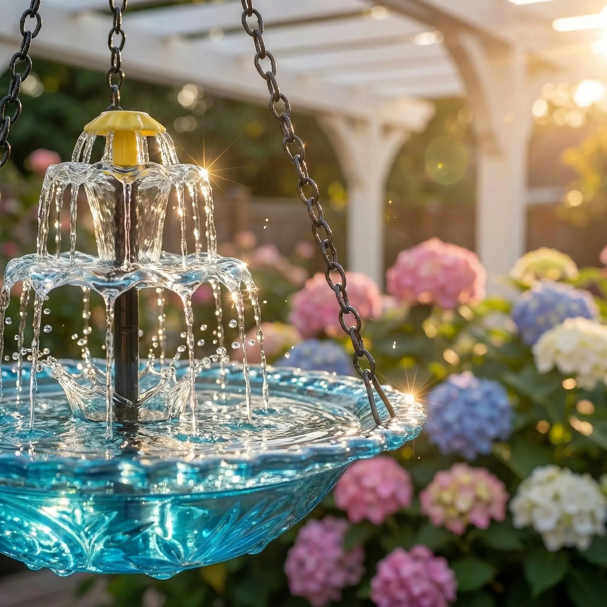 Sunlit Cascade Garden Fountain
