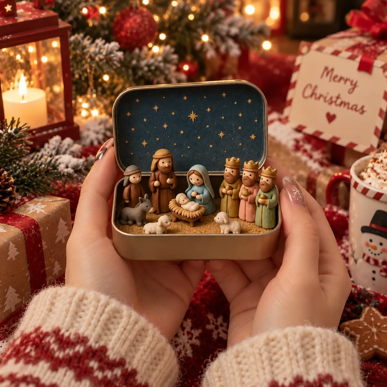 Pocket Nativity Scene Christmas gift tin