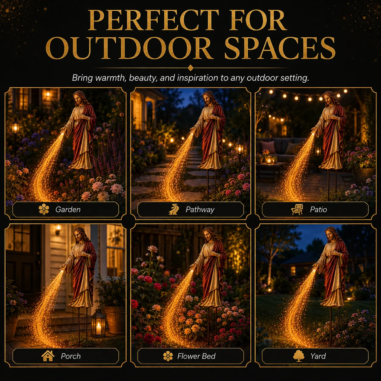 Solar Jesus Garden Light Outdoor Scene