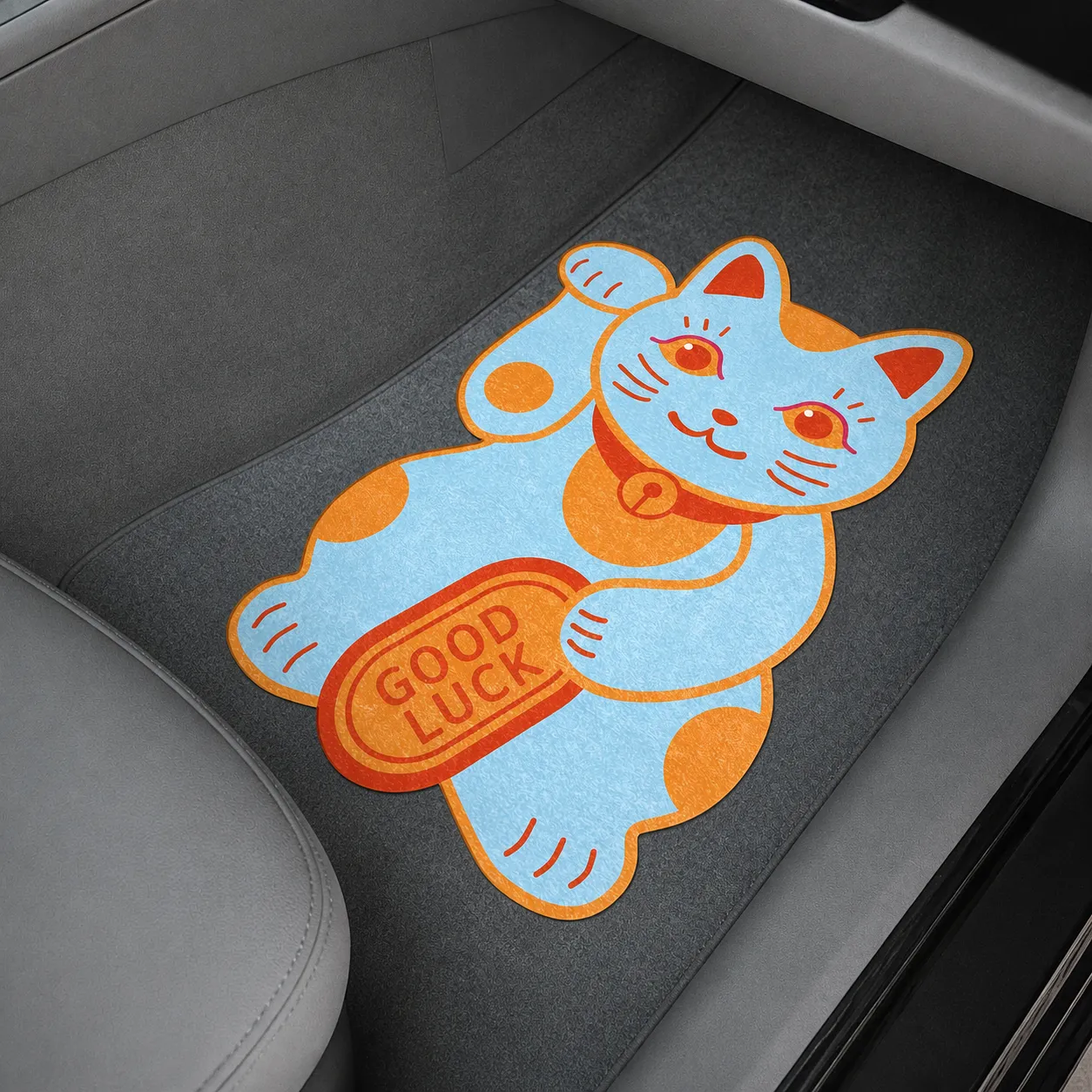 Lucky Cat design scented car floor mat