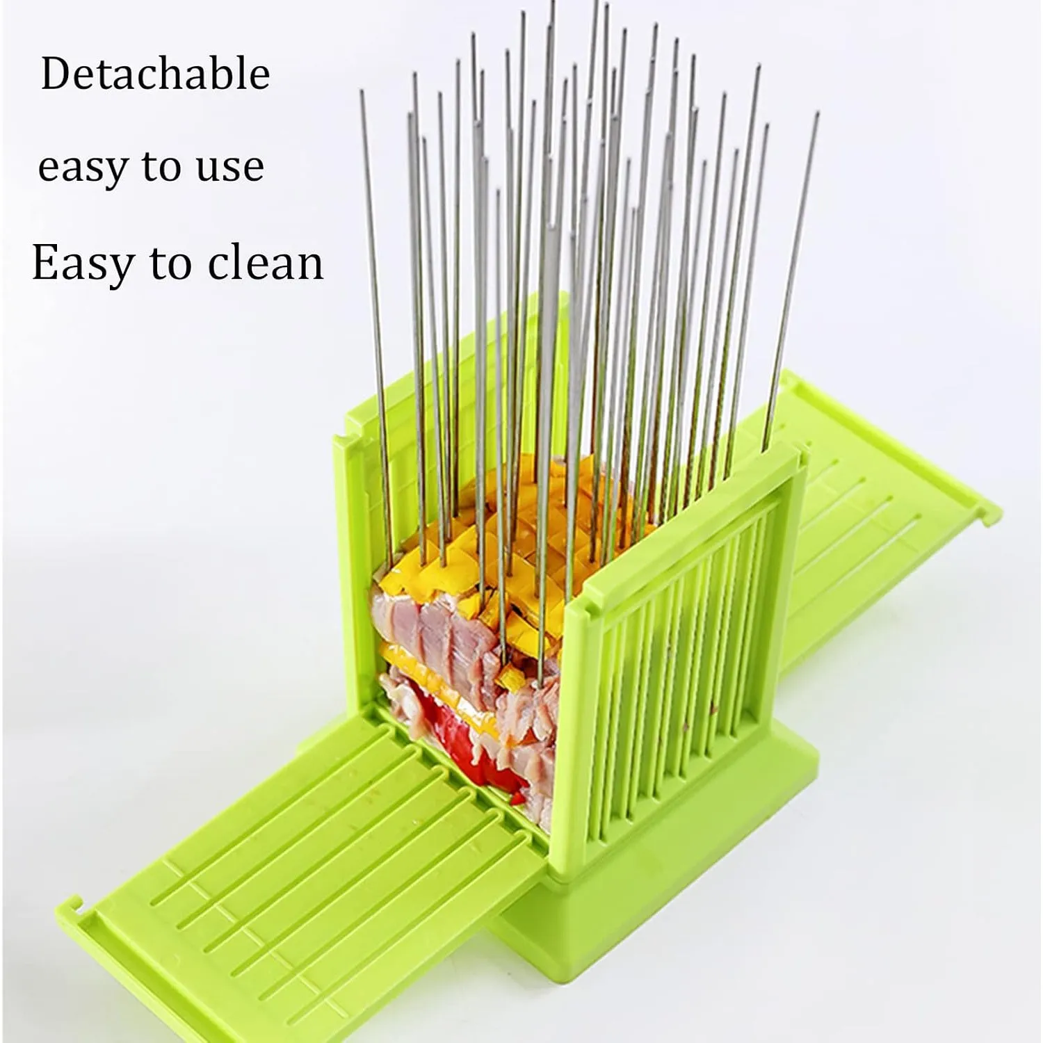 Loaded kebab maker with skewers and detachable side panels