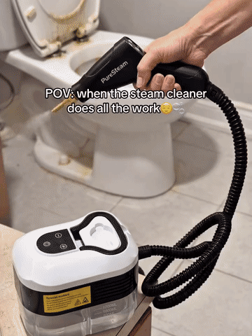 High-pressure steam cleaner working on bathroom, mattress, sink, cabinet, and wall surfaces