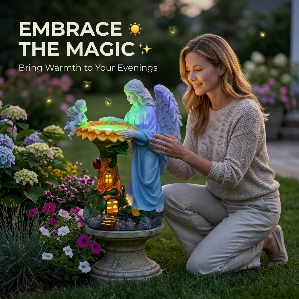 Solar Angel Garden Statue with Color-Changing Lights 👼