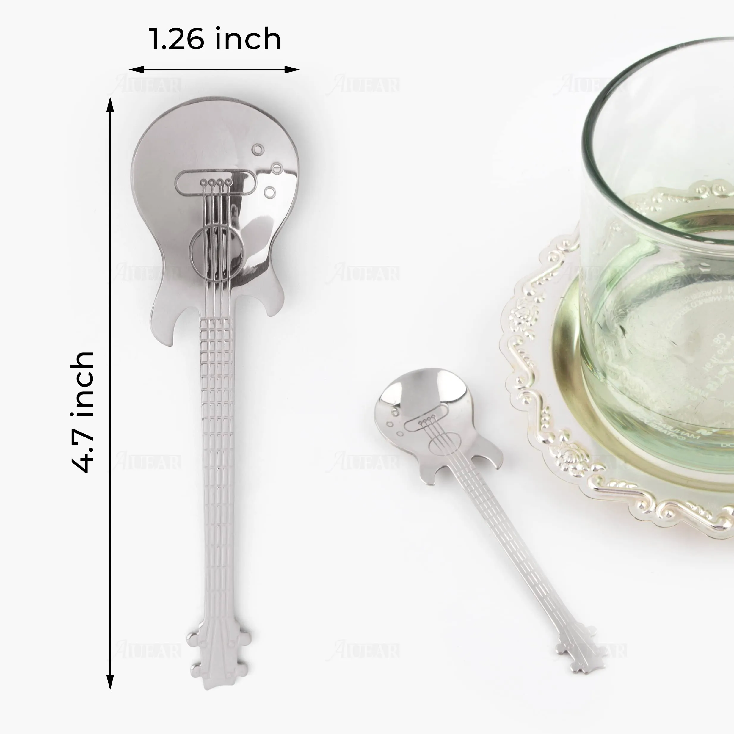 Stainless steel guitar spoon on table