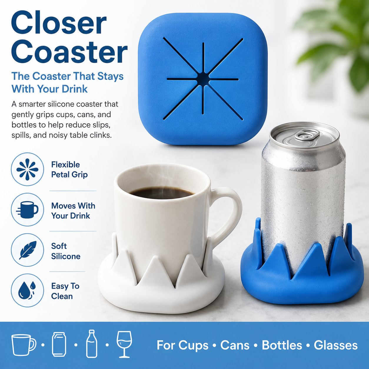 Closer Coaster silicone grip coaster