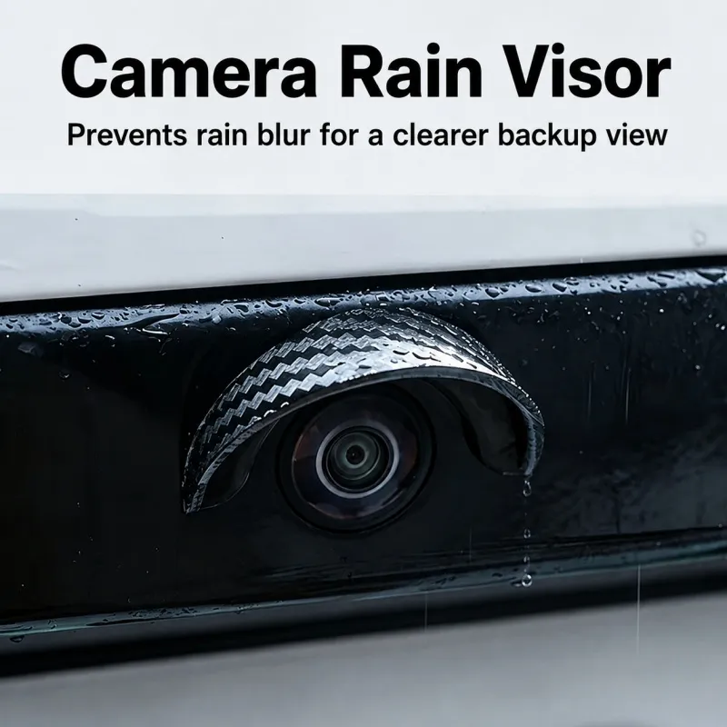 Embossed carbon fiber texture backup camera rain shield