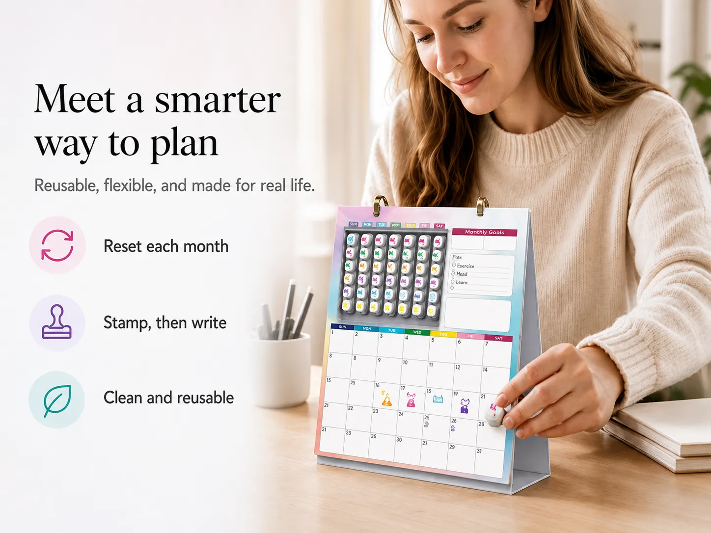 A smarter way to organize monthly plans with a reusable desk calendar