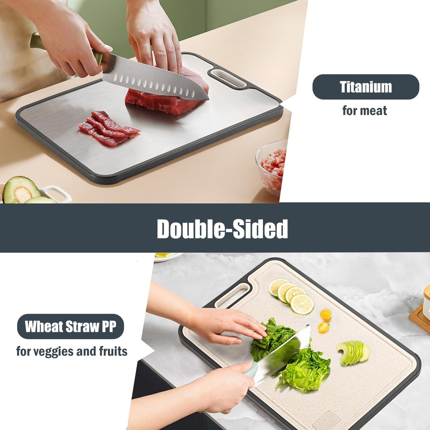 ⏰Christmas Limited-Time Offer🎄Titanium Cutting 2-in-1 Boards for Kitchen