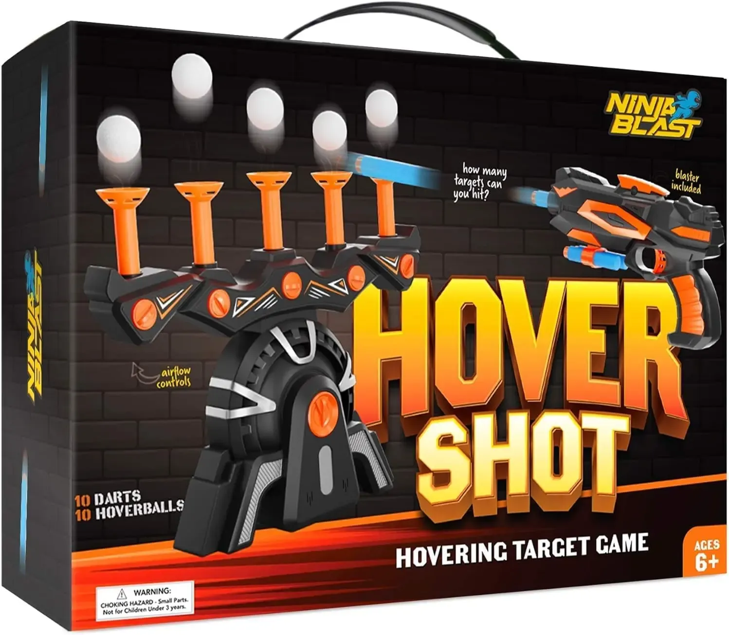 Hovering target game set with foam blaster and floating targets