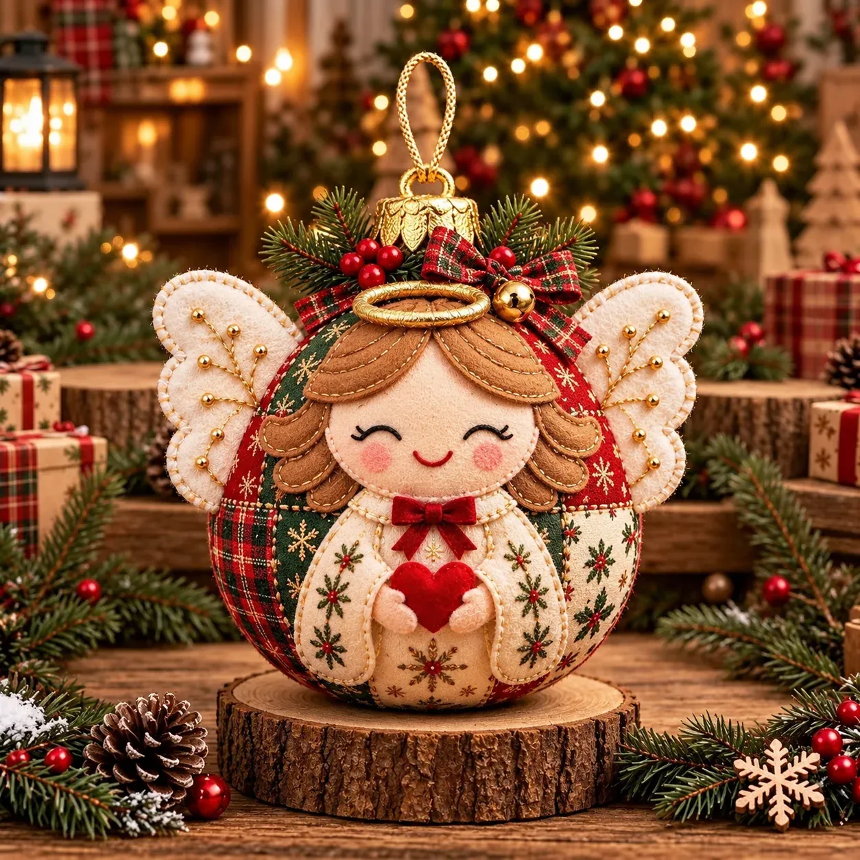 Blessing Angel finished patchwork ornament design