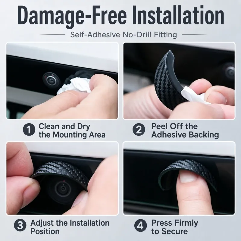 3M adhesive no drill backup camera rain shield installation