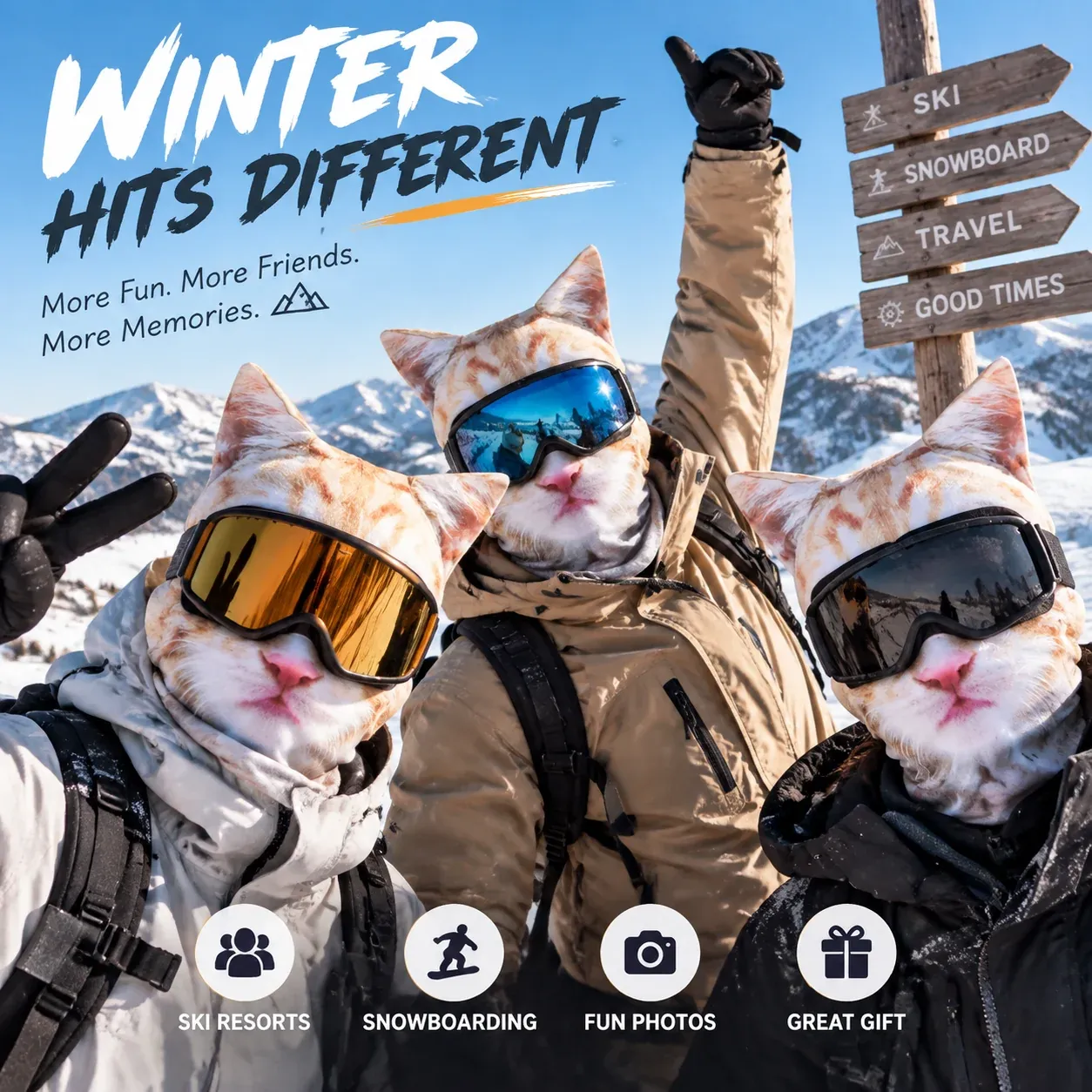 Animal ski mask for skiing and snowboarding