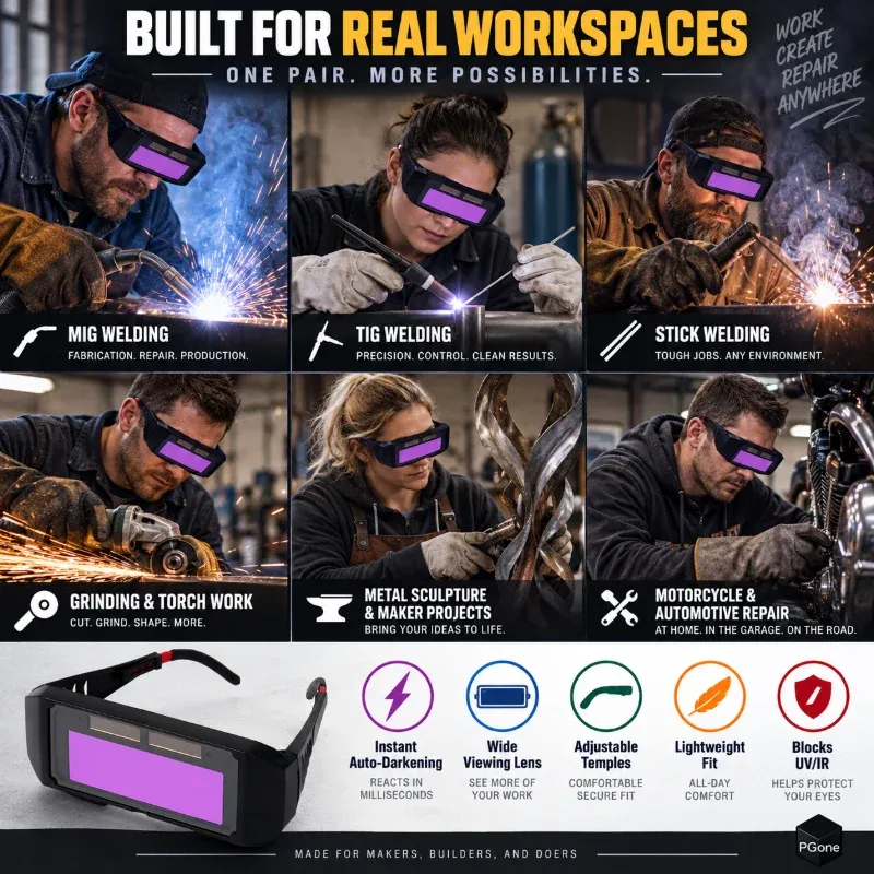 ABS construction and components of auto-darkening welding goggles