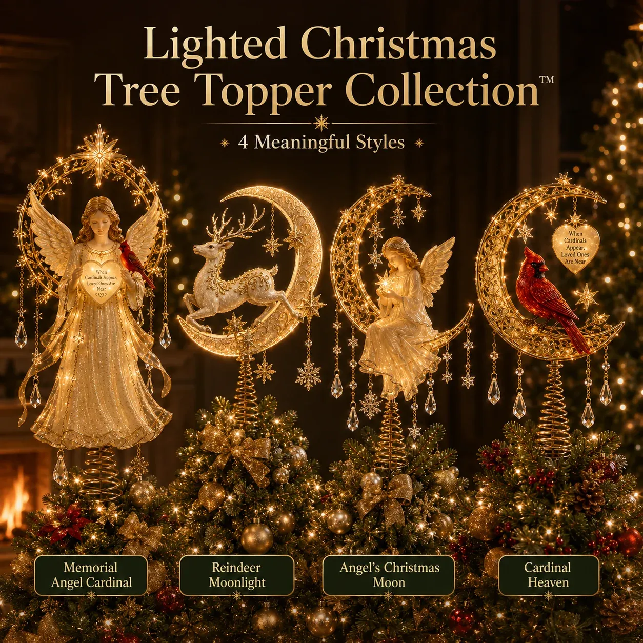 Four Lighted Christmas Tree Topper Styles