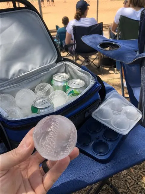 Baseball ice spheres packed for a weekend game