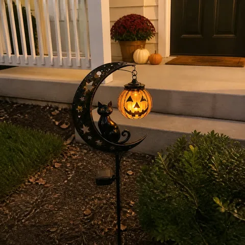 Customer-style photo of single lantern light by a porch