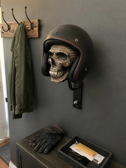 Antique skull mount in an entryway