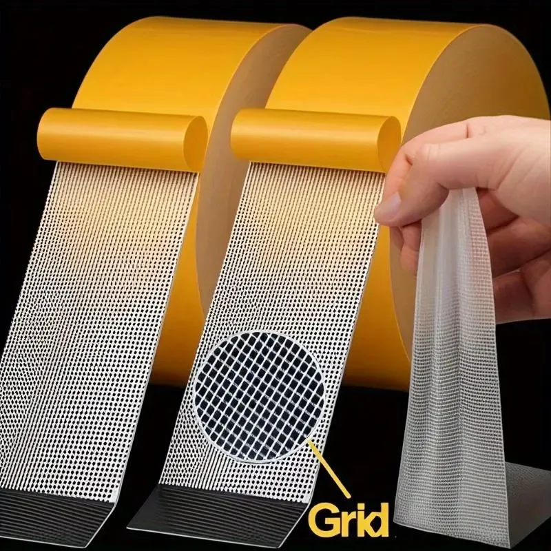 Grid reinforced double sided adhesive tape