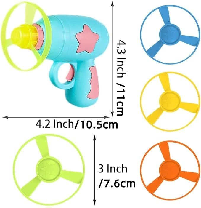 6 Pcs Cat Fetch Toy Set Launcher Gun, Flying Disc Toy, Cat Track Toy for Cat Training Hunting Chasing Interactive Cat Toys for Bored Indoor, Cute Kitten Kitty Toys, Flying Propellers For Dog and Puppy Toy Pet Supplies, Cat Stuff Outdoorfun, Dog Stuff