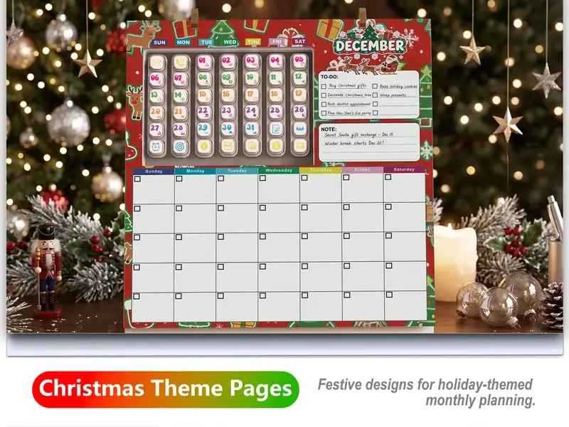 Christmas themed reusable desk calendar page