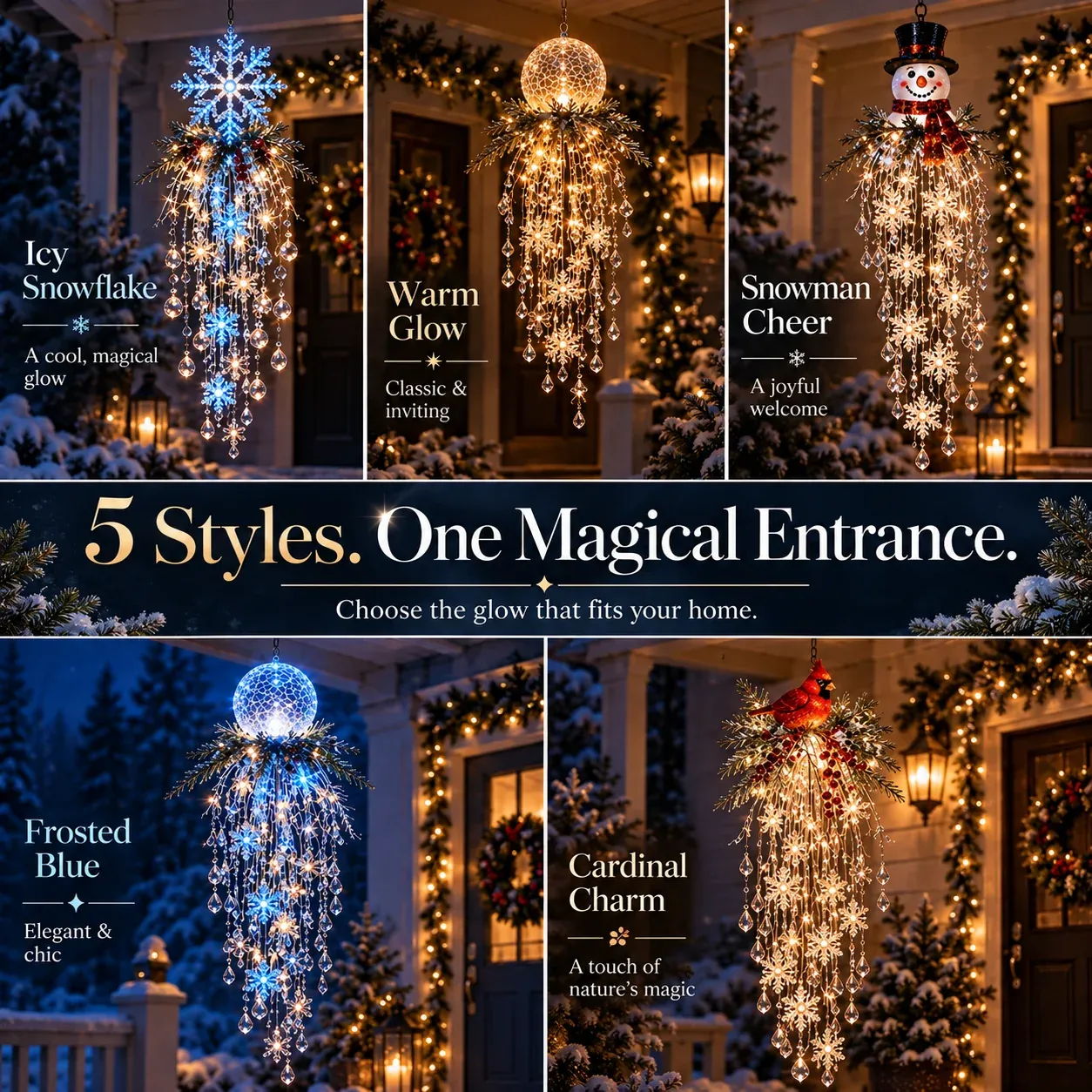 Five festive hanging Christmas light styles
