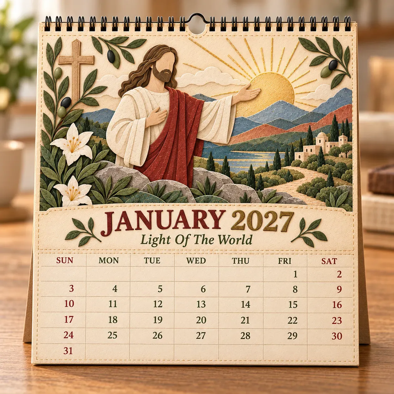 January 2027 Light Of The World calendar page