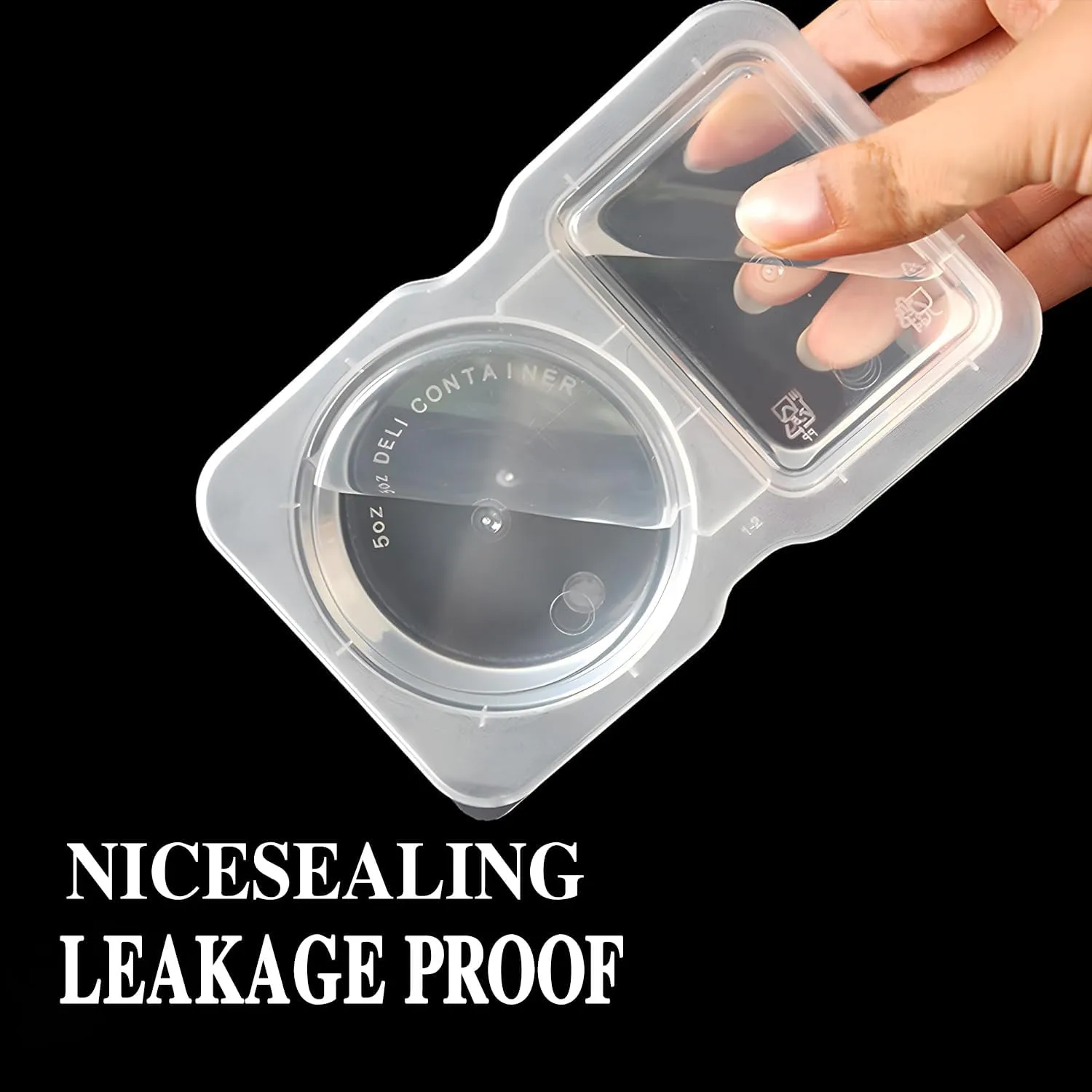 Close view of the separate clear lids