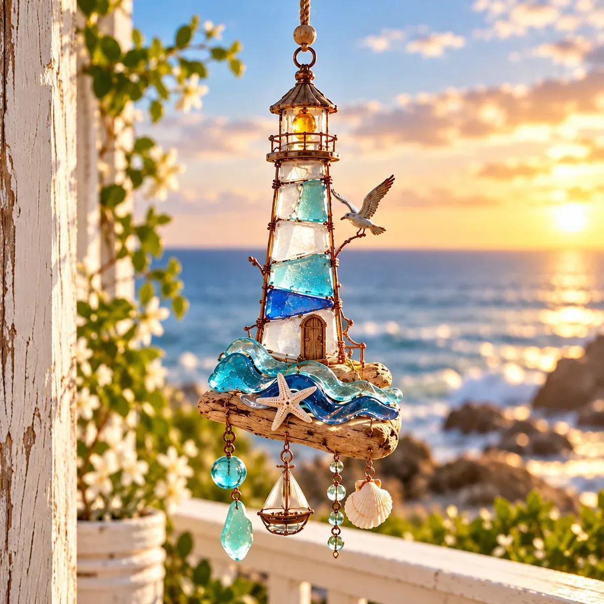 Beacon Lighthouse coastal hanging ornament