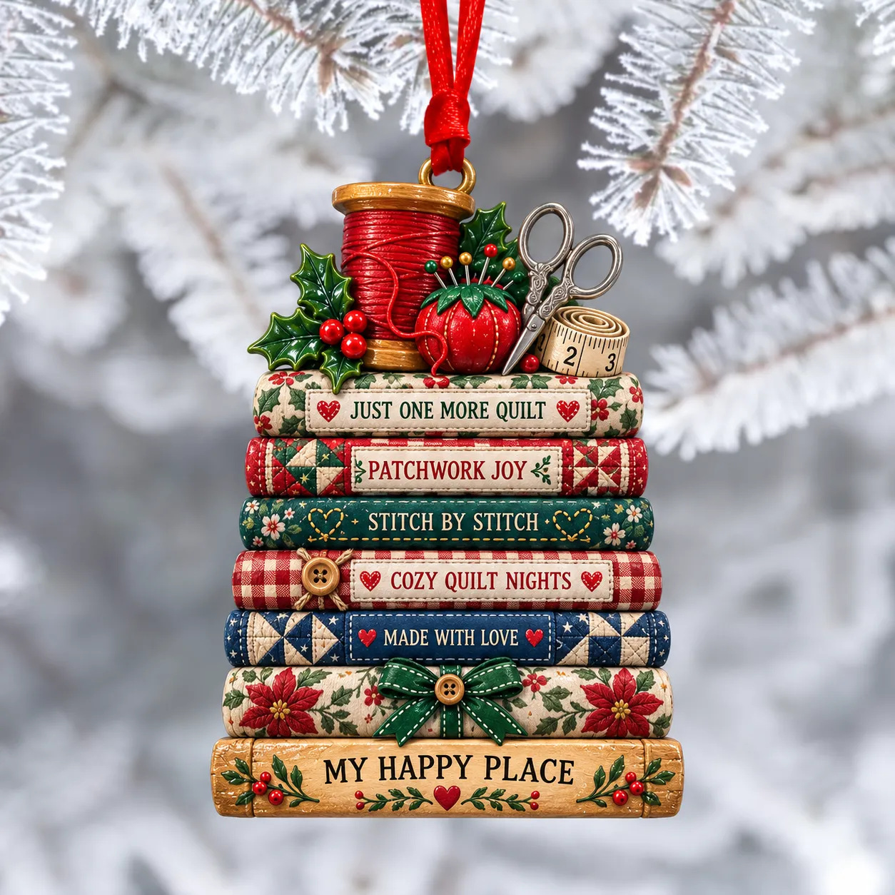 Quilter's Happy Place Christmas Ornament