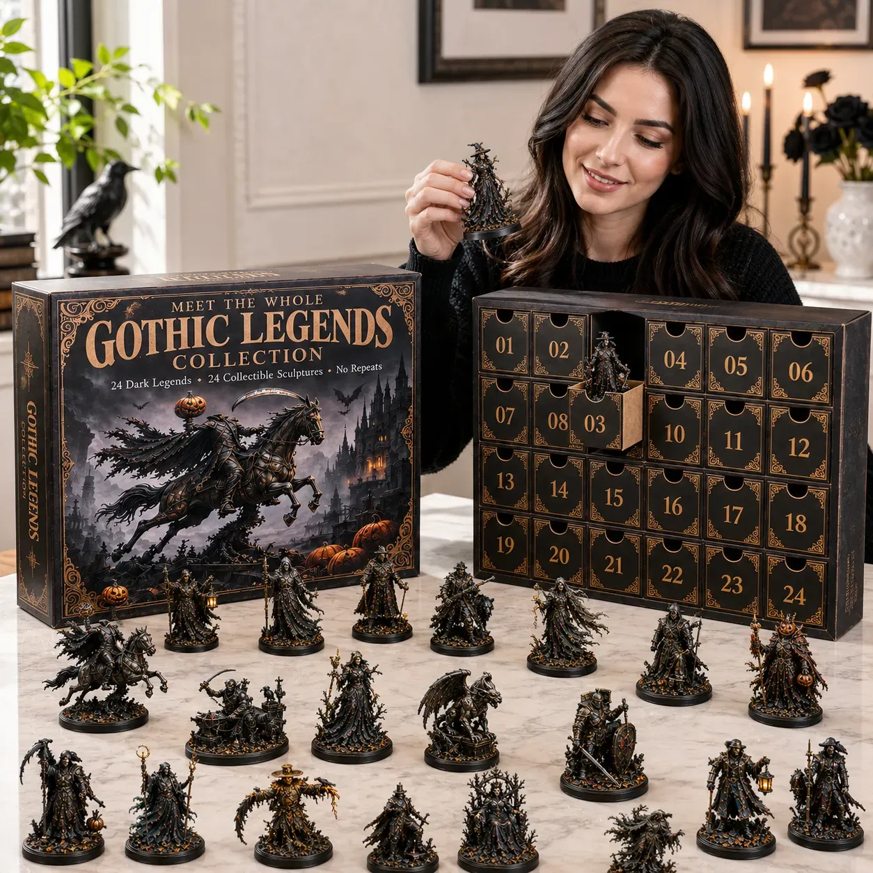 Collector opening Gothic Legends Advent Calendar