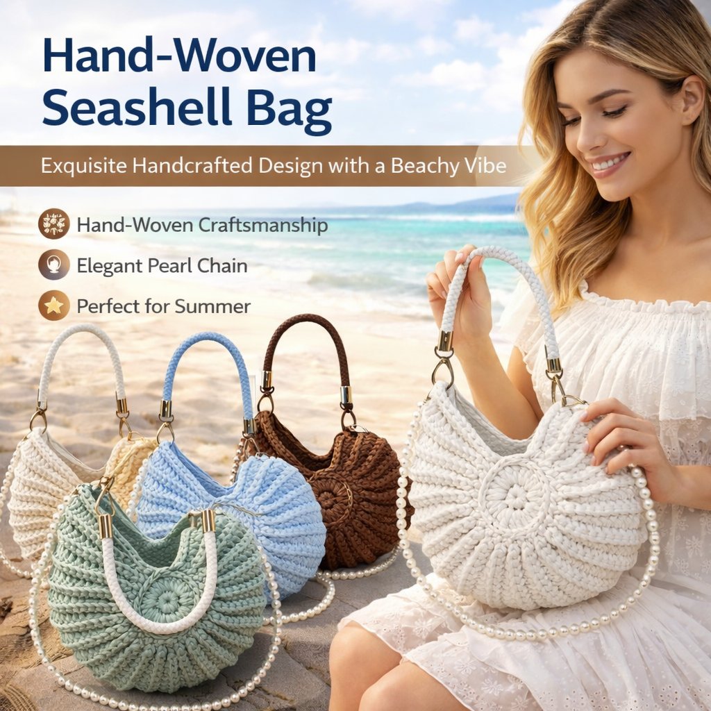 👜 Seashell Handbag with Pearl Chain 🔥