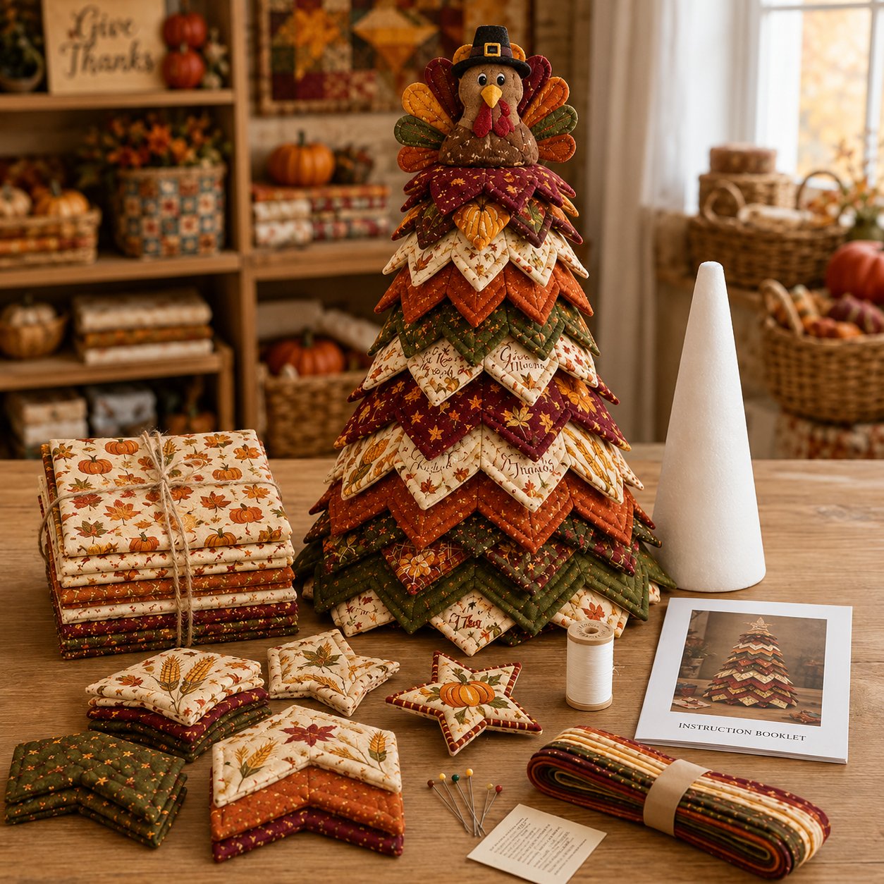 Layered fabric tree details close up