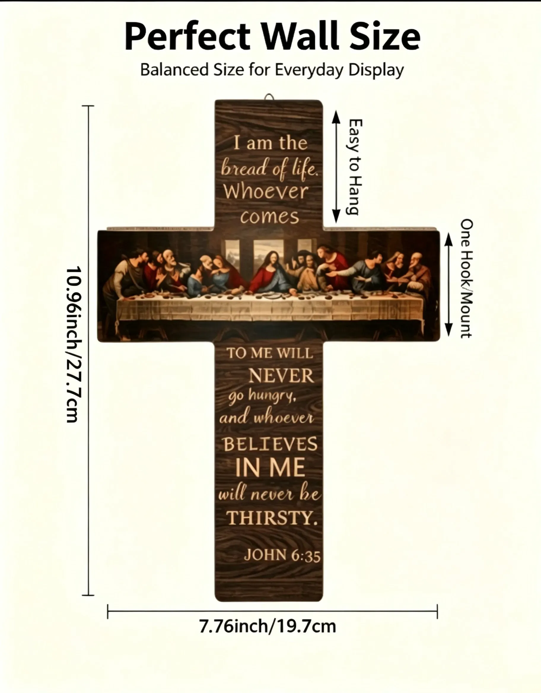 The Last Supper Vintage Wooden Cross Wall Decor additional view