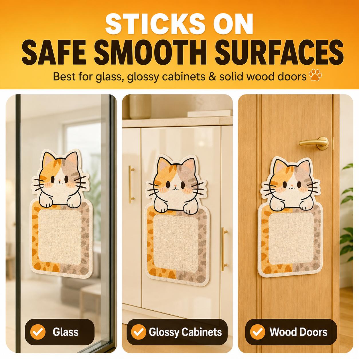 SmartWell Cute Cat Scratcher Mat Kawaii Wall Protector Self-Adhesive Felt Scratch Pad for Indoor Cats Wall sofas cabinet door  Wall Mounted Cat Scratching Activity Tree Interactive Cat Scratching Board with Bell multi-functional Cat small space tiktokshop