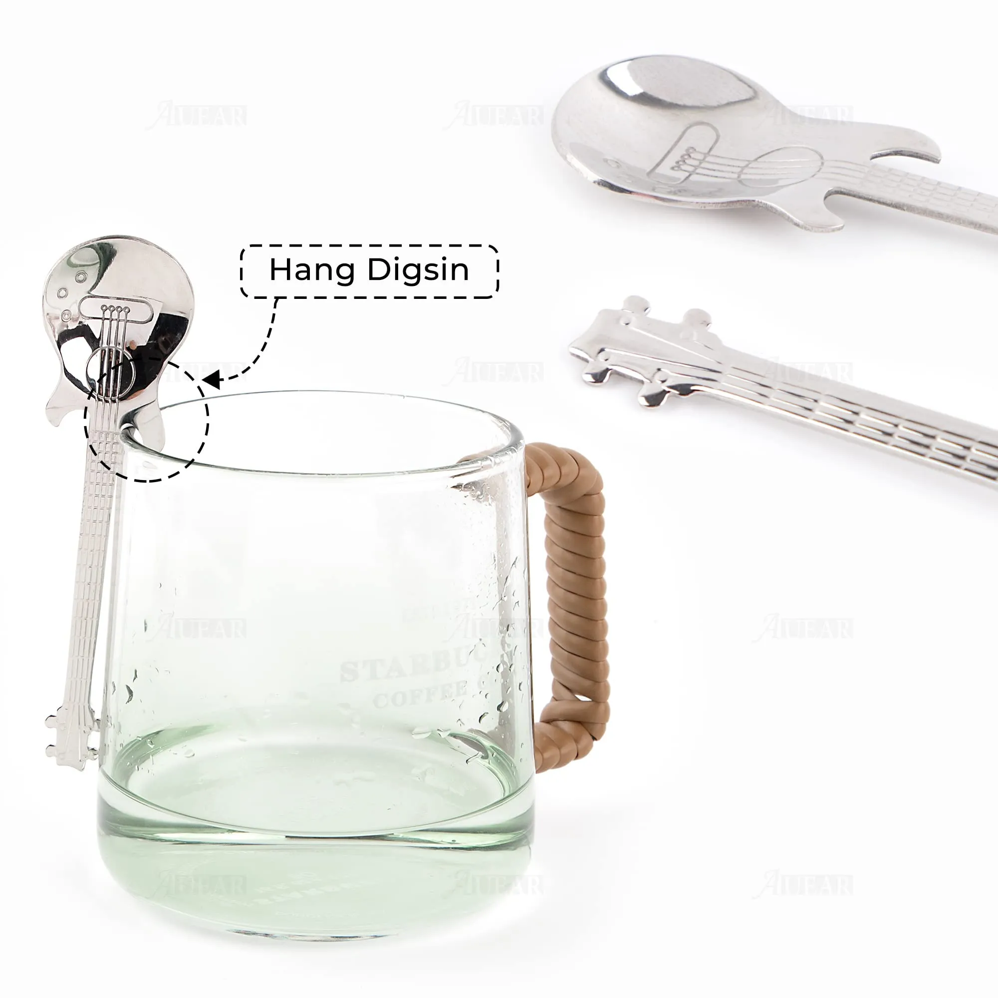 Guitar spoon for coffee desserts and fruit drinks