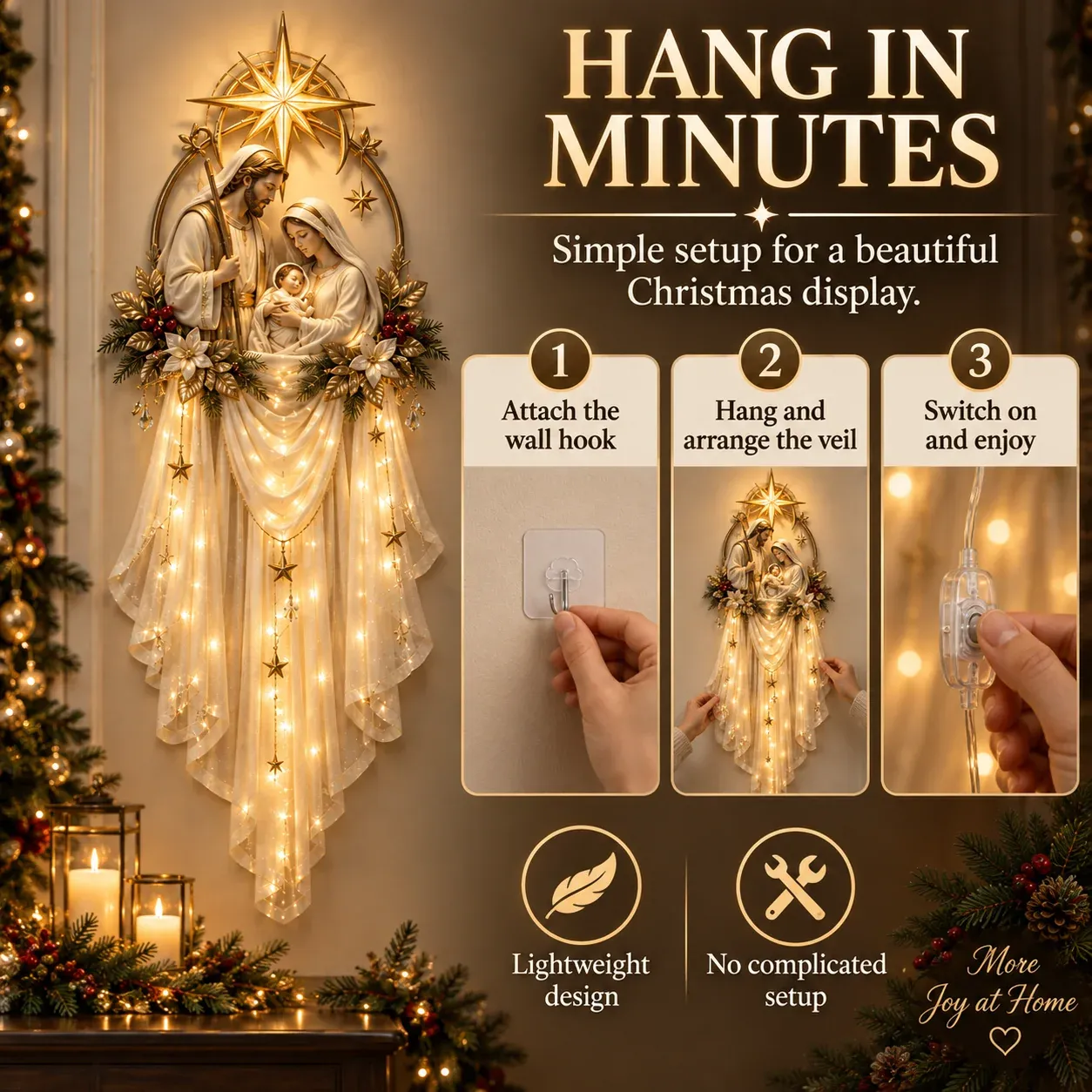Holy Family Star Veil Cascade simple installation