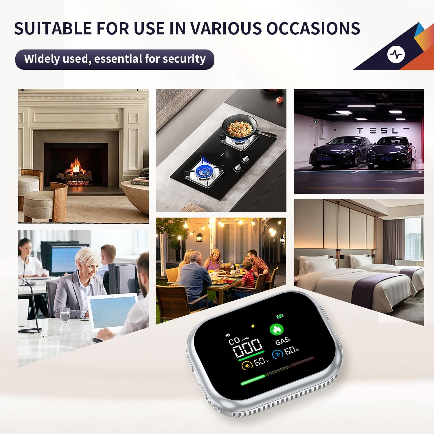 Suggested household and travel locations for the plug-in monitor