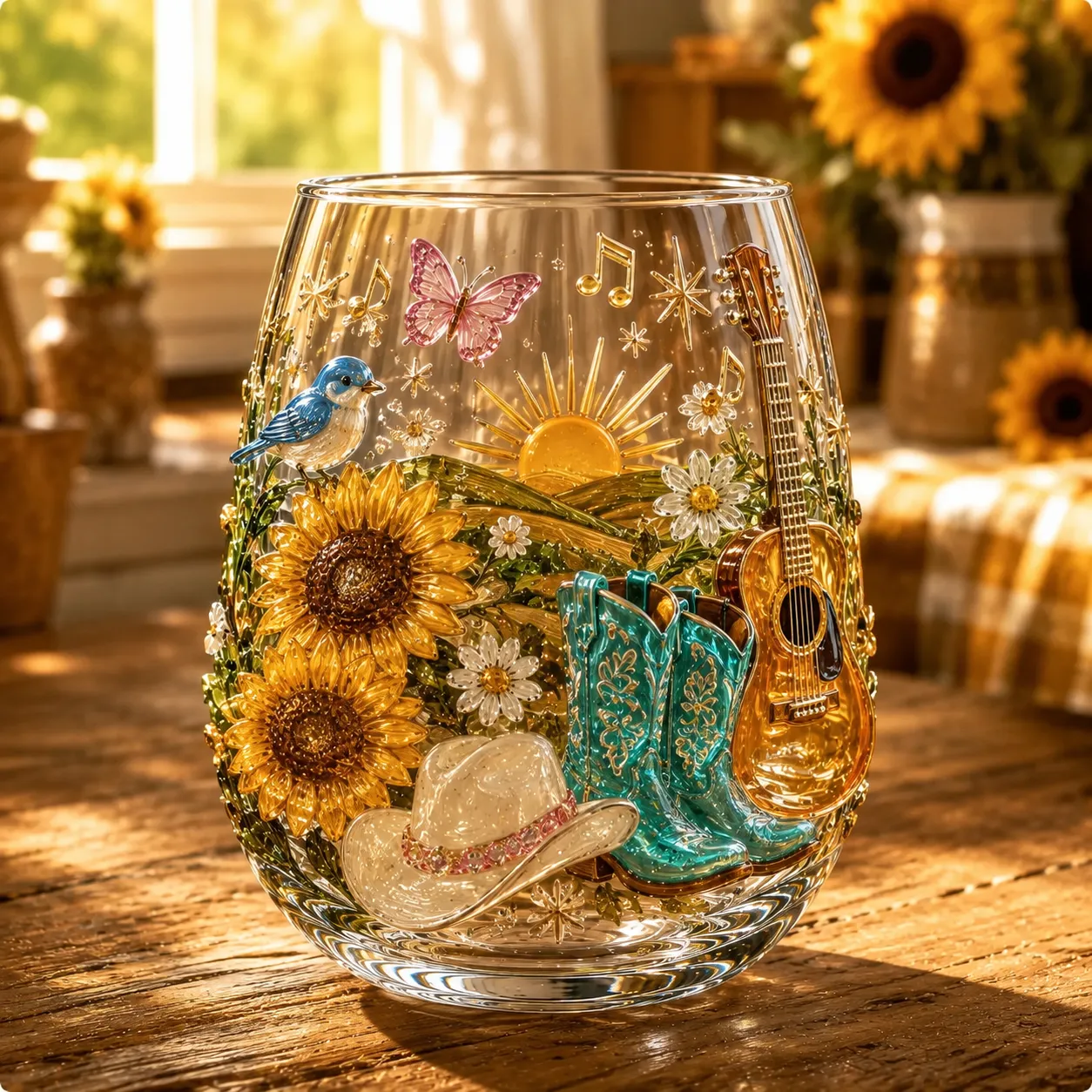 Sunflower Sunset country glass