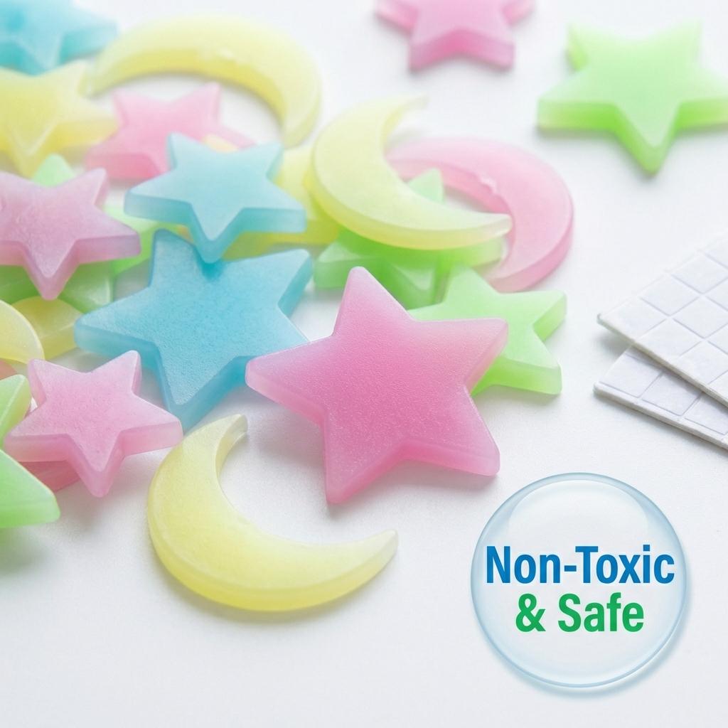 100/200/300 Glow in the Dark Stars Stickers Mixed Color Luminous Fluorescent Reusable Plastic Wall Stickers Ceiling Stars Decal Space Galaxy Night Sky Bedroom Ceiling Decor Kids Room Nursery Home Decor
