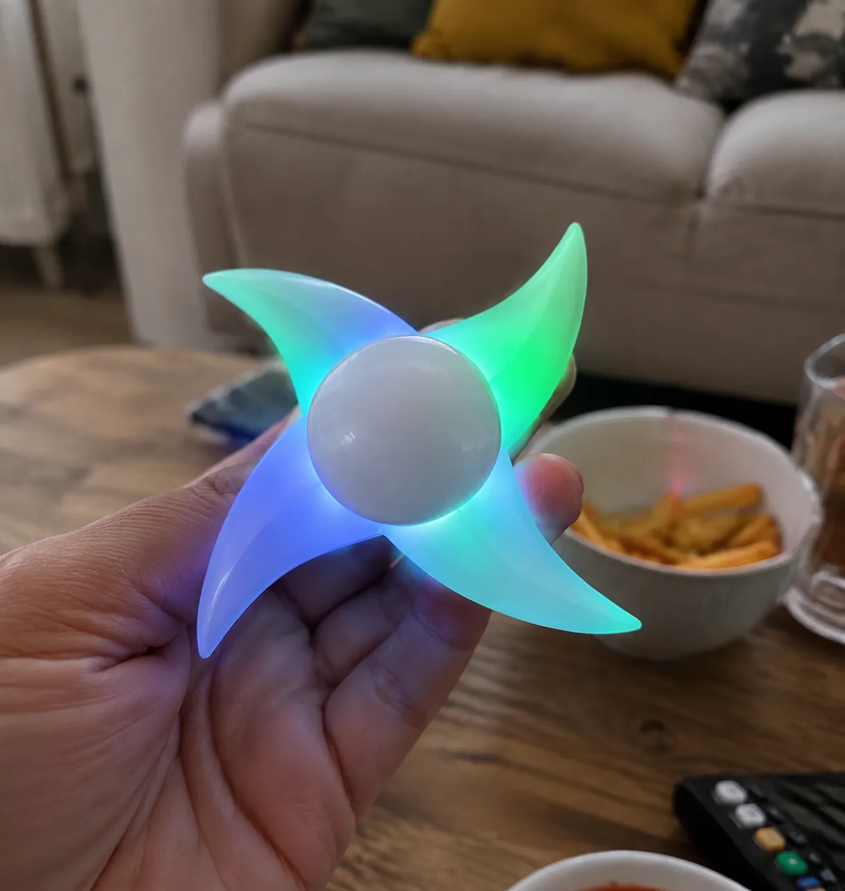 Customer showing the green and blue light modes